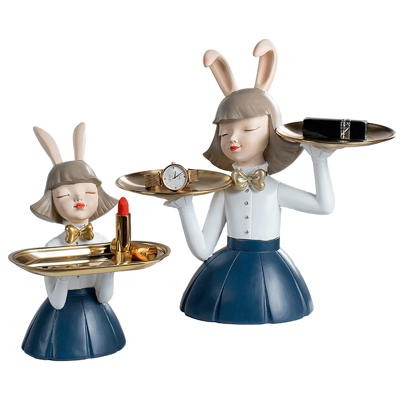 兔宝女孩玄关收纳摆件工艺品