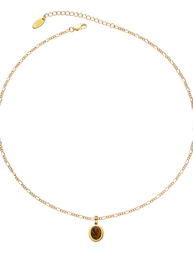 海角黄昏美拉德风天然虎眼石项链