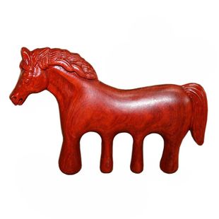 紫檀木小马驹按摩梳头部按摩梳子头皮经络疏通家用雕刻便携梳10cm