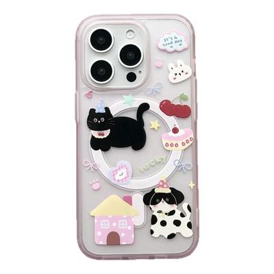 适用iPhone苹果猫咪手机壳磁吸