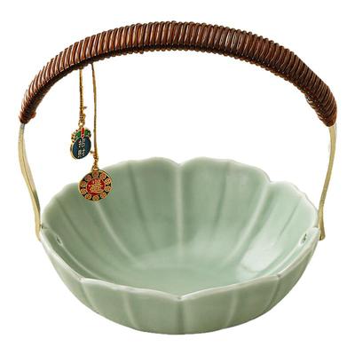 陶瓷复古手提果盘家用零食糖果盒