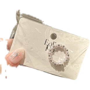 0801韩国东大门代购饰品earlobe珍珠钻石拼接戒指绕圈可调节大小