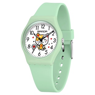 发财猫儿童卡通小孩电子表夜光指针防水表学生男童女童手表12数字