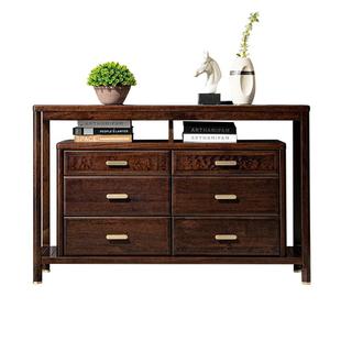 新中式卧室电视柜高款主卧实木六斗柜橱收纳柜乌金檀木抽屉储物柜