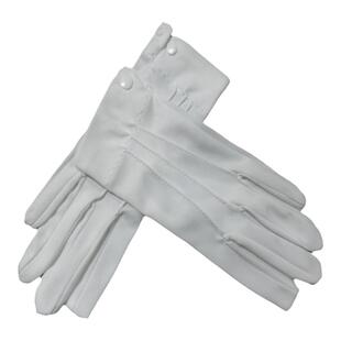 白色涤腈晴纶三条筋礼仪工作业表演检阅兵纽扣子手套男女防护耐磨