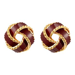 ZEGL同心结红色耳环女轻奢高级复古耳钉大气旺财秋冬耳饰新款爆款