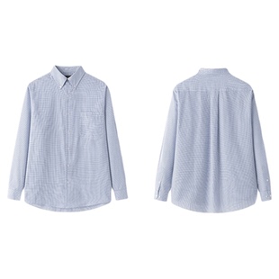 东京岁时记DK秋季新款长袖蓝白格子衬衫男学院风制服套装上衣衬衣