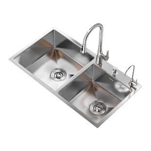 东鹏4MM加厚304不锈钢洗菜盆双槽大尺寸厨房水槽家用手工洗碗池