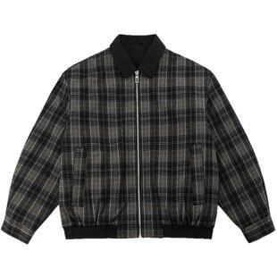 美特斯邦威羽绒服男款冬季潮流休闲宽松翻领复古格纹羽绒服外套