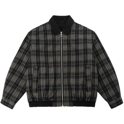 美特斯邦威男款2025新款冬季潮流休闲宽松翻领复古格纹羽绒服外Q