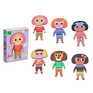 法国 Vilac 杰德换衣拼图早教嵌套玩具宝宝木制手抓板简易拼图 2+