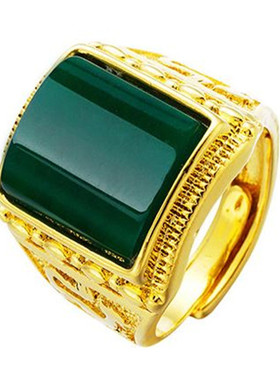 饰品玛瑙戒指久不掉色黄铜镀金