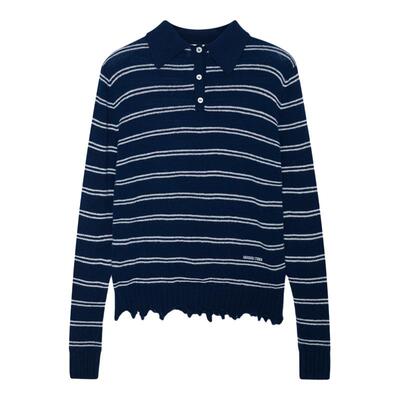 SHUSHUTONG条纹POLO针织长袖上衣