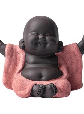 创意紫砂弥勒笑佛小摆件