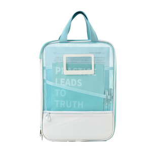 L型a4手提网纱文件袋小学初中生学科科目袋美术分类袋试卷收纳袋