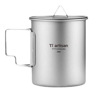 钛工匠户外纯钛杯子金属茶杯露营钛杯咖啡杯单层折叠把手便携水杯