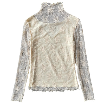 温娴通勤网纱蕾丝上衣