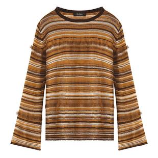 COCOBELLA金线提花羊毛马海毛针织衫女秋美拉德条纹毛衣MZ7042