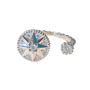 吾爱轻奢冷清高级感八芒星罗盘满钻戒指开口925纯银时尚精致指环