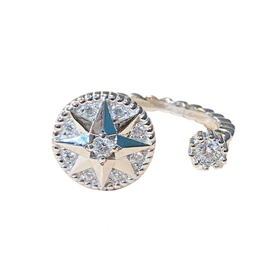 幸运八芒星罗盘超闪开口戒指