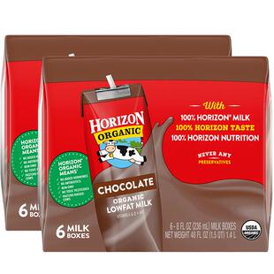 【临期】Horizon美国有机低脂巧克力奶236ml*6*2