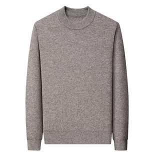 鹿王100%纯山羊绒衫男士圆领加厚保暖毛衣中年爸爸纯色针织打底衫