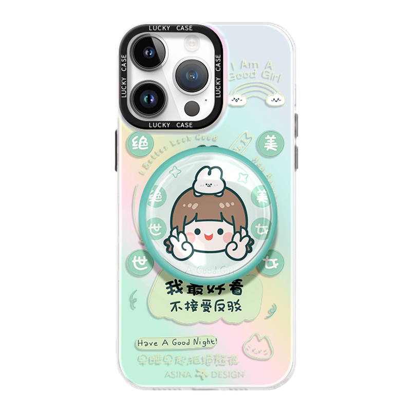 狂吃不胖适用iPhone15Promax手机壳14磁吸支架苹果15保护套13网红时尚15plus全包12防摔女ip14Pro新款可爱