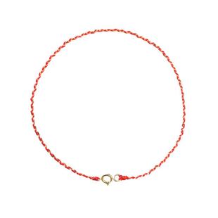 正品巨细18k纯金超闪黄金红绳脚链手链女编织原创本命年简约定制