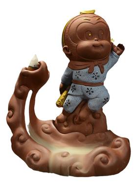 卡通紫砂倒流香炉节日装饰摆件