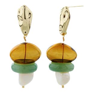 徐梦洁同款 iranlon自然论 中古卧石玻璃耳环女时尚个性潮流耳饰