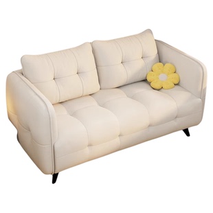 沙发皮艺小户型客厅猫爪现代意式简约直排真皮沙发双人三人白色