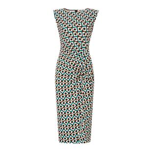 DVF2026春夏新款绿棕摩登菱格圆领针织无袖修身包臀连衣裙DS1U013