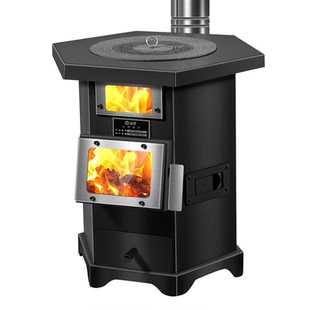 暖柴火取暖炉室内无烟农村气化炉2025新款带烤箱柴煤两用炉灶