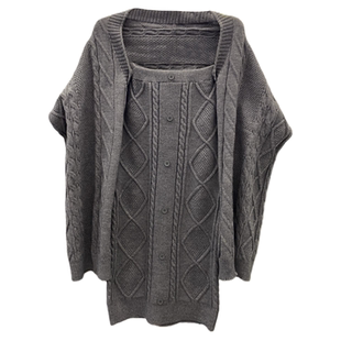 韩系纯欲风新款红色麻花针织抹胸包臀短裙长袖毛衣高级感两件套女