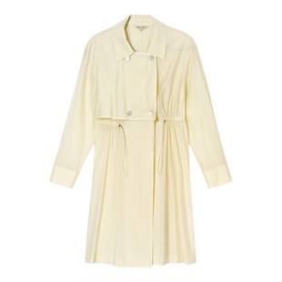 诗篇专选抽绳收腰醋酸天丝薄款宽松风衣外套2025秋款