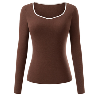 羊毛打底衫女款秋冬蛋白绒发热低领内穿无痕长袖t恤上衣保暖内衣