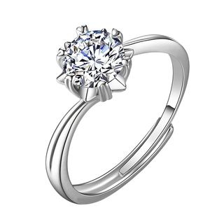 雪花莫桑石戒指女纯银婚戒求婚结婚钻戒仿真正品一克拉单钻订婚戒