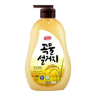 爱敬韩国进口谷物多效洗洁精家用食品级果蔬餐具小瓶洗涤剂按压