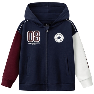 匡威童装男童外套青少年春季拼色中大童连帽拉链休闲运动上衣潮