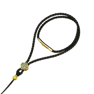 递祥牛皮黄金吊坠绳挂件绳金镶玉挂绳项链绳锁骨链绳金坠绳子保色