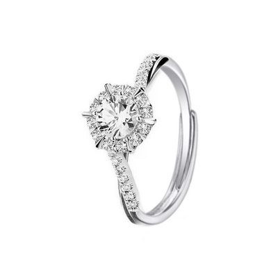 星织款扭臂微镶仿真莫桑石钻戒男女对戒奢华结婚戒指婚礼仪式道具