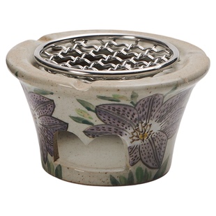 围炉煮茶茶具配件茶壶水杯底座加热炉景德镇手绘花卉蜡烛温茶炉子