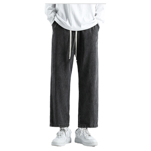 牛仔裤男2025春季新款ins美式潮牌裤子休闲裤阔腿直筒宽松九分裤