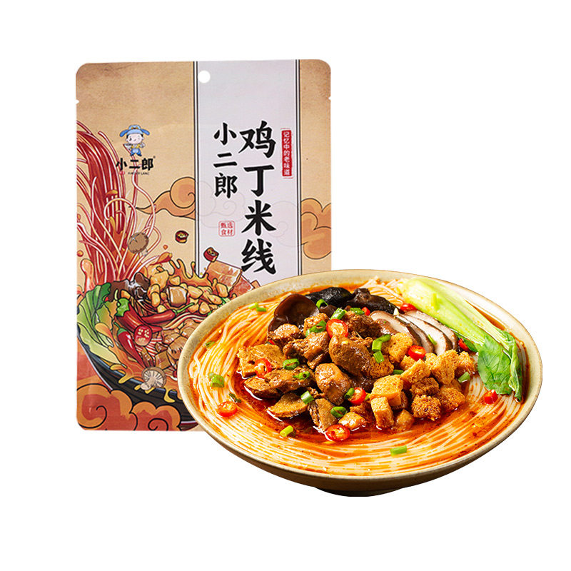 小二郎鸡丁米线袋装大块鸡肉方便速食细米粉正宗开封特色粉丝米线