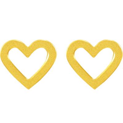 周生生黄金心形耳钉足金女款耳饰