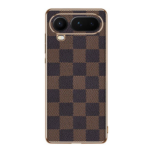 荣耀magic8proAir手机壳新款电镀高端皮革全包防摔保护套honor奢华时尚方格纹个性潮牌品高级感商务男适用于