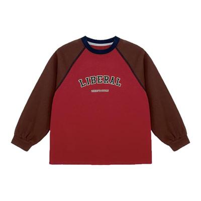 男童长袖t恤2025新款韩版儿童打底中小童秋装纯棉拼接袖上衣外穿