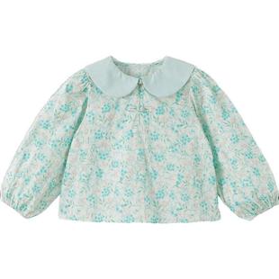 [新中式]马克珍妮女童娃娃领盘扣碎花衬衫宝宝上衣秋冬新款551918