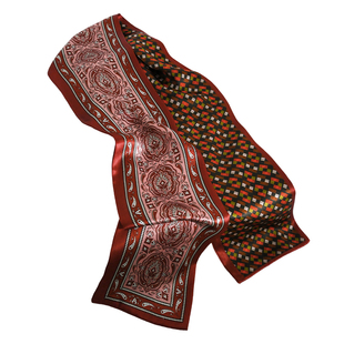 红色真丝细长条丝巾系脖高级感春季搭配西装衬衫飘带桑蚕丝窄围巾