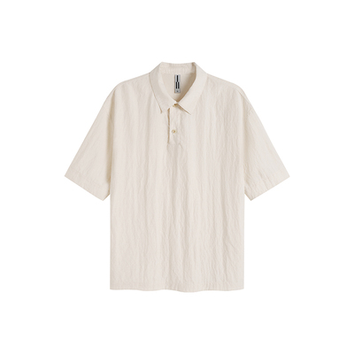 ATRY亚麻POLO短袖T恤男款夏季新款通勤简约翻领宽松上衣